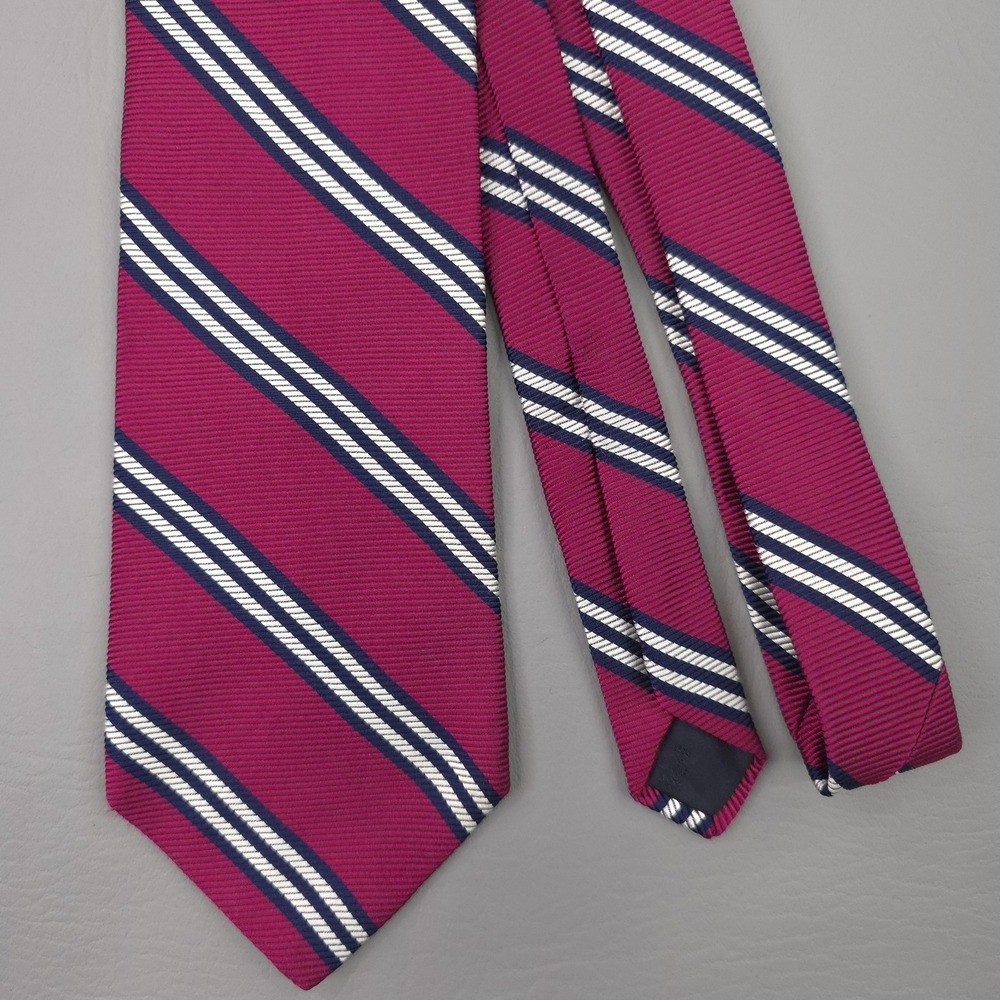 Brooks Brothers Tie Mens One Size Purple Silk Repp Striped Makers‎ USA Woven